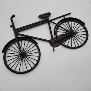 Metal Bike Bicycle Wall Art Decorative Retro Inspired Dark Brown 18.5 x 12"